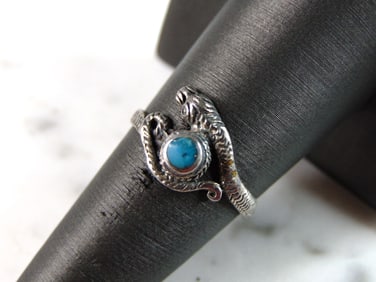 Womens Vintage Estate Sterling Silver Modernist Snake Ring