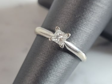 Womens Vintage Estate 14k White Gold Diamond Engagement Ring 2.3g  E6355