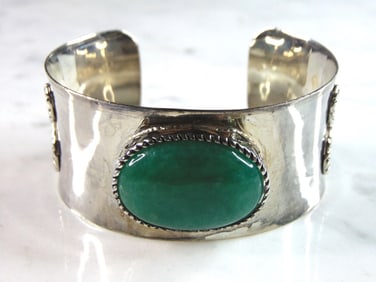 Womens Vintage Estate Sterling Silver Modernist Cuff Bracelet