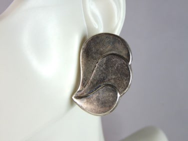 Womens Vintage Estate Sterling Silver Modernist Earrings