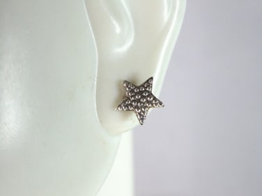 Womens Vintage Estate Sterling Silver Star Earrings