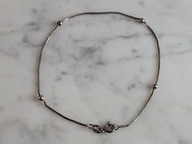 Womens Vintage Estate Sterling Silver Modernist Anklet