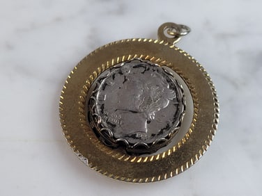 Womens Vintage Estate Silver Mercury Roosevelt Dime Coin Pendant