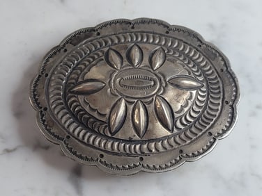 Vintage Estate Sterling Silver Southwestern Belt Buckle