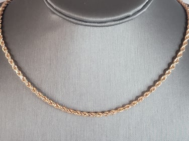 Womens Vintage Estate 14K Rose Gold Rope Necklace