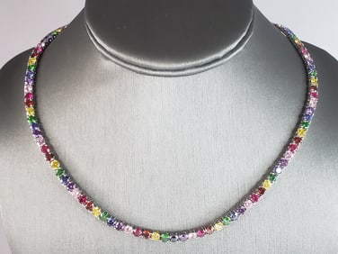 Womens Sterling Silver Rainbow Modernist Necklace