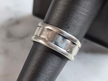 Womens Vintage Estate Sterling Silver Modernist Ring