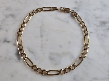 Mens Vintage Estate 14K Yellow Gold Italian Chain Link Bracelet