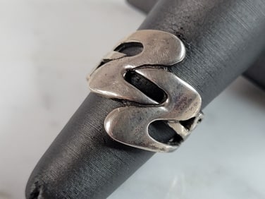 Womens Vintage Estate Sterling Silver Modernist Ring