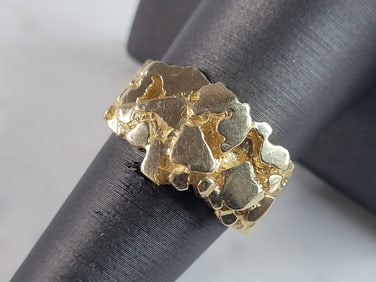 Mens Vintage Estate 14K Gold Nugget Ring