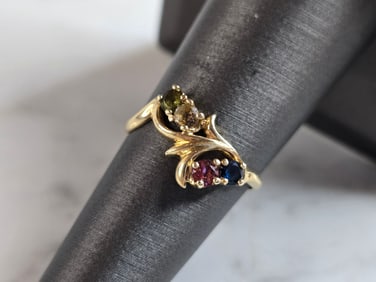 Womens Vintage Estate 10K Yellow Gold Multi Stone Ring