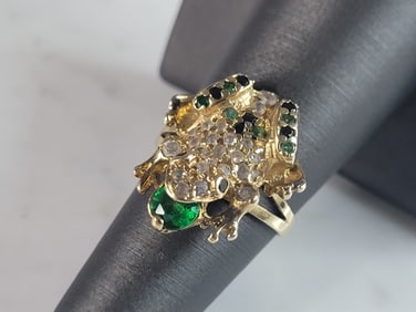 Womens Vintage Estate 14k Yellow Gold Frog Ring