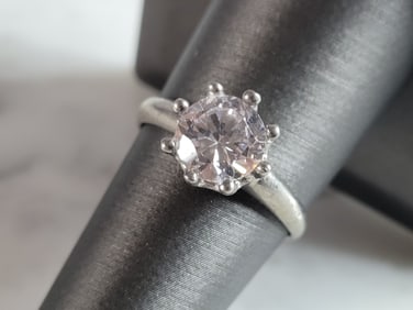 Womens Estate Sterling Silver Modernist CZ Ring