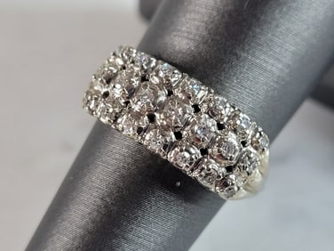 Womens Vintage Estate 14K White Gold Diamond Ring
