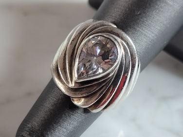 Womens Vintage Estate Sterling Silver Modernist Ring