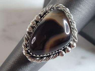 Womens Vintage Estate Sterling Silver Modernist Ring