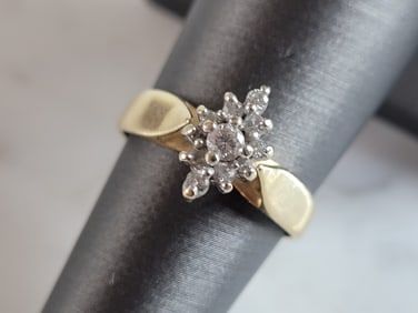Womens Vintage Estate 14K Yellow Gold Diamond Ring