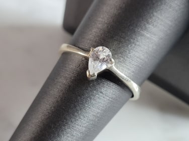 Womens Estate Sterling Silver CZ Ring