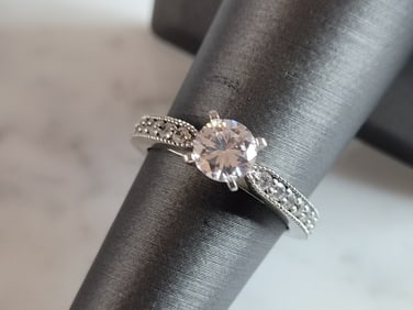 Womens Estate Sterling Silver CZ Ring