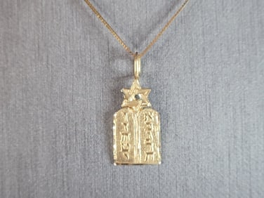 Womens Vintage Estate 14K Gold Jewish Judaica Pendant Necklace
