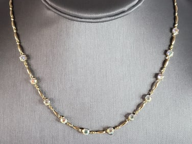 Womens Vintage Estate 10K Gold Mystic Topaz Necklace