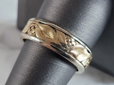 Mens Vintage Estate 14k Gold POND Wedding Band Ring