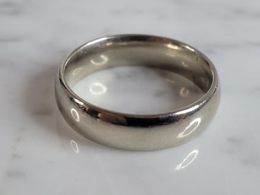 Mens Vintage Estate 14K White Gold Wedding Band Ring