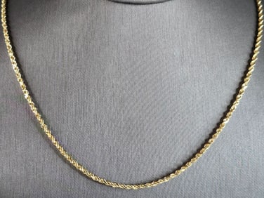 Womens Vintage Estate 10K Yellow Gold Rope Necklace