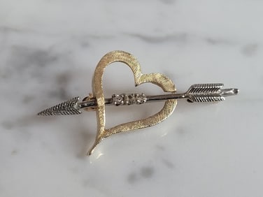 Womens Vintage Estate 14k Gold Diamond Heart Brooch Pin