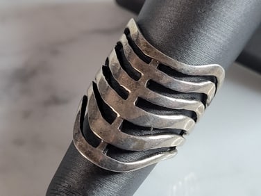 Womens Vintage Estate Sterling Silver Modernist Ring