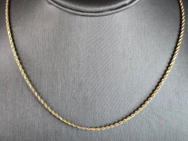 Womens Vintage Estate 14K Yellow Gold Rope Chain Necklace