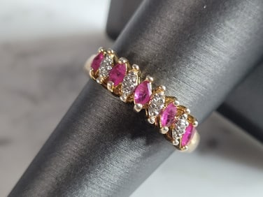 Womens Vintage Estate Sterling Silver Gold Tone Rhodolite ? Ring