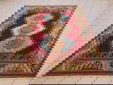 Vintage Estate Handmade Kazak Design Rug