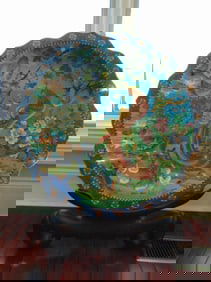 RARE HUGE EXQUISITE CHINESE CLOISONNE CHARGER