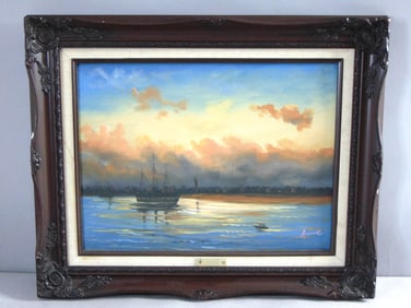 Vintage Original "Twlight" Artist Signed Framed Oil Painting