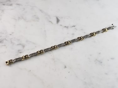 Womens Vintage Estate 10K Yellow & White Gold Diamond Tennis Bracelet