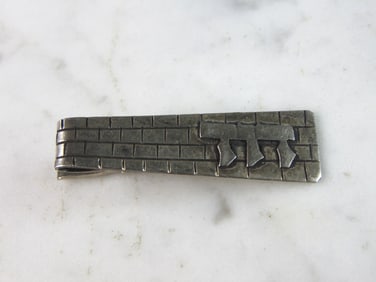 Mens Vintage Estate Sterling Silver Middle Eastern Tie Clip