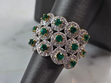 Womens Vintage Estate Sterling Silver Gold Tone Cocktail Ring