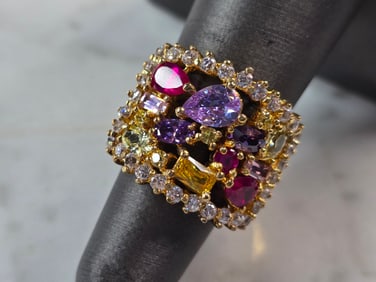 Womens Estate Sterling Silver Gold Tone Modernist Ring