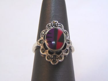 Womens Vintage Estate Sterling Silver Southwestern Style Ring