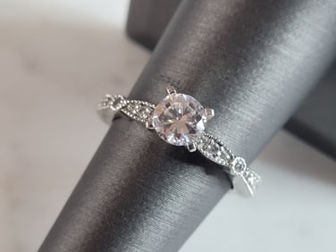 Womens Estate Sterling Silver CZ Ring