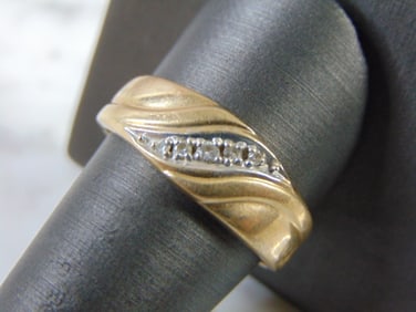 Mens Vintage 14K Yellow Gold & Diamond Ring