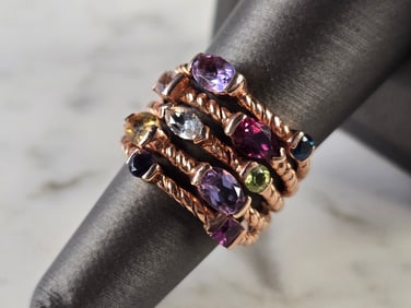 Womens Vintage Estate Sterling Silver Rose Gold Tone Modernist Ring