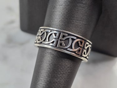 Mens Vintage Estate Sterling Silver Irish Celtic Eternity Knot Ring