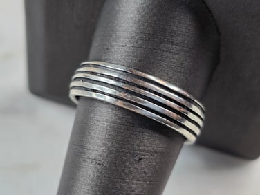 Mens Estate Sterling Silver Modernist Band Ring