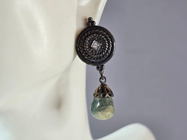 Womens Vintage Estate Sterling Silver Modernist Dangle Earrings