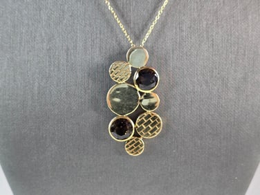 Womens Sterling Silver Modernist Gold Tone Pendant Necklace