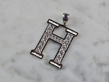 Womens Sterling Silver Initial Letter " H " Pendant