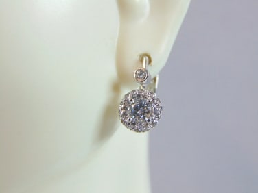 Womens Vintage Estate Sterling Silver CZ Earrings
