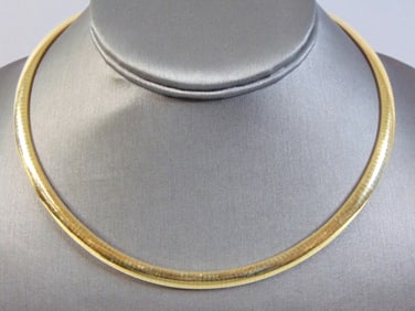 Womens Vintage 14K Yellow Gold Italian Choker Necklace